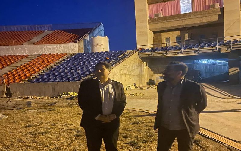 بازدید دکتر قرایی و دکتر محمدی از روند ساخت ورزشگاه شهدای مس کرمان